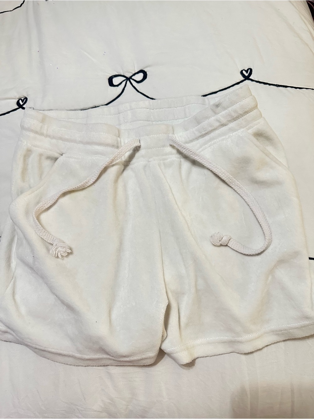 Fashion Nova Cream Terry Drawstring Lounge Shorts
